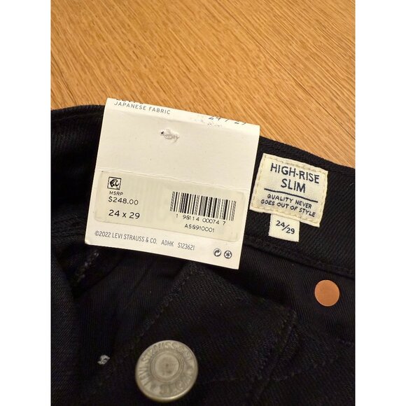 NWT Levi's Japanese Selvedge High Rise Slim Jeans in Black - Picture 6 of 7